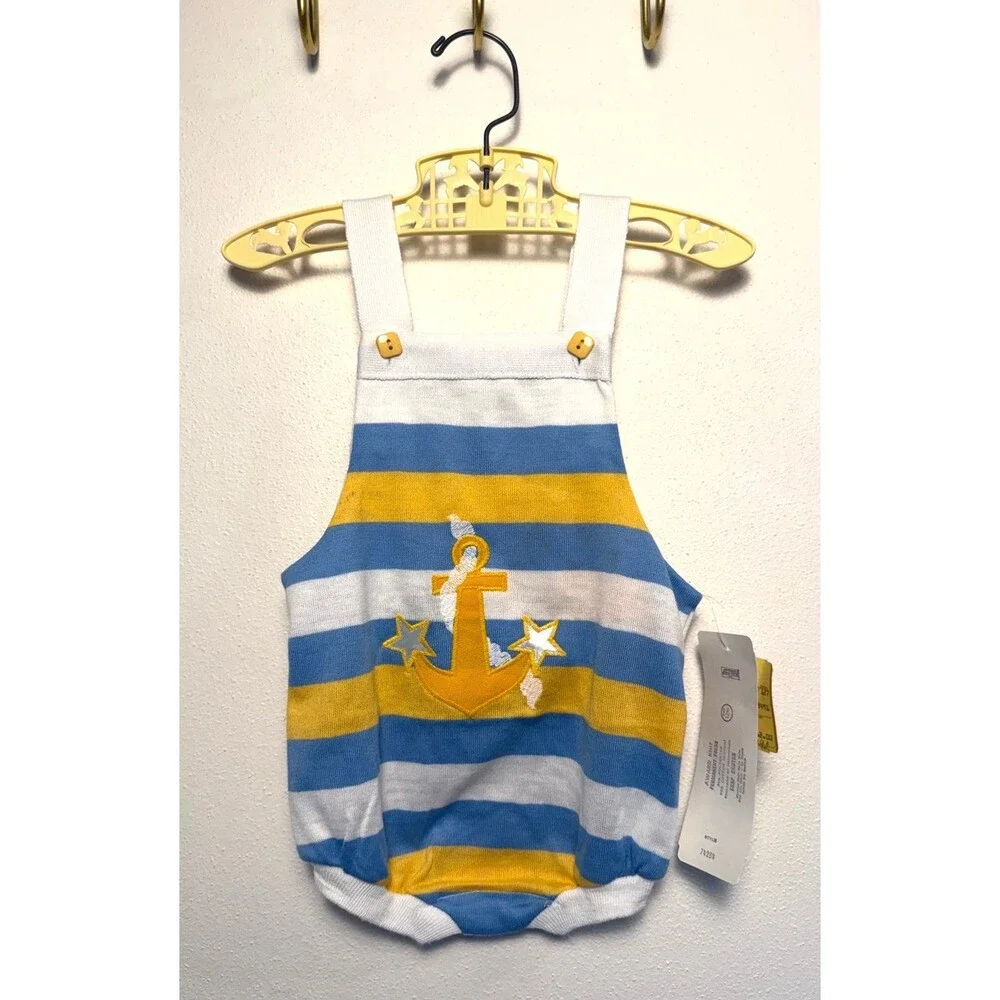 Baby Boy Nautical Anchor Striped,  Nautical Anchor Striped Romper Overalls